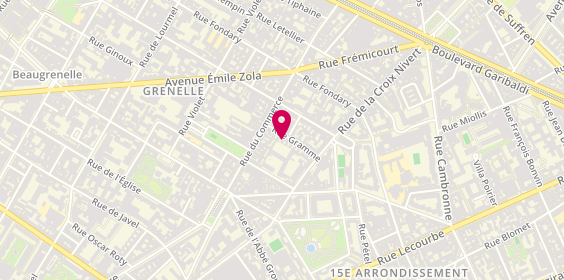 Plan de Cordonnerie GRAMME reproduction de badge vigik / reproduction de clés/serrurerie d'Urgence, 10 Rue Gramme, 75015 Paris
